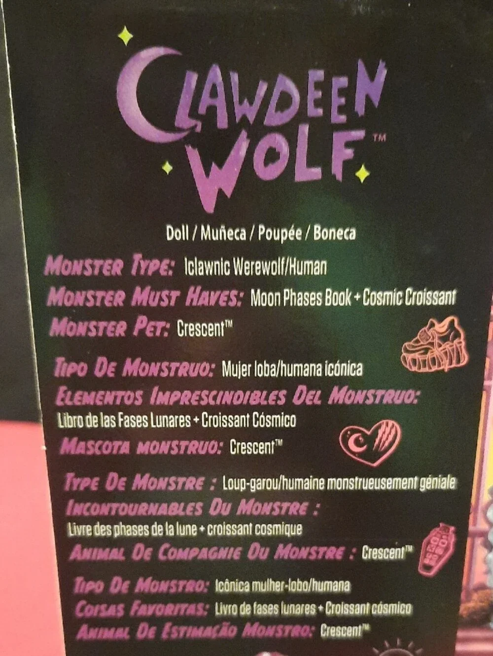 Monster High Clawdeen Wolf Doll in Purple Gold Outfit with Accessories